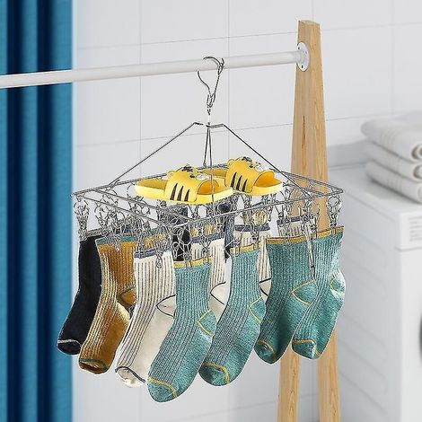 Étendoir à linge suspendu en acier inoxydable avec 40 pinces (1/4)
