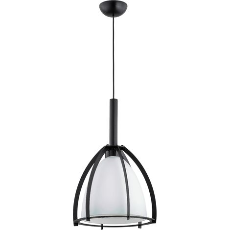 Suspension moderne noire globe verre blanc E27 15W (1/3)