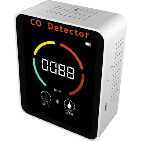 Monitor de calidad del aire Bluetooth 3 en 1, detector de CO, medición de temperatura y humedad, compatible con aplicación móvil con alarma, ideal para el hogar, la oficina y el coche. (1/5)