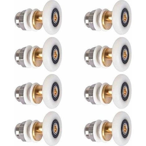 Juego de 8 ruedas para puerta de ducha, ruedas deslizantes de nailon de 25 mm. (1/5)