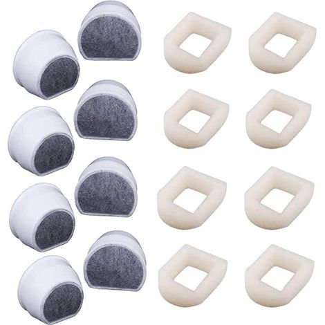 16 Pack Foam Pre-Filters and Carbon Filters Compatible with PetSafe Drinkwell INOX 360 Avalon Pagoda Ocean View Fountains and Sedona Fountain and Cat Fountain Filters