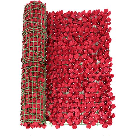 Panneaux de clôture en filet fleuri décoratif, bordure de clôture de jardin, haie artificielle, 0,5 x 3 m, rouge-AquaForge (1/5)