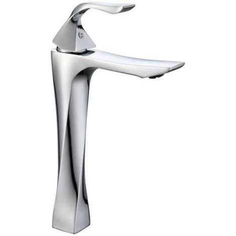 Robinet de lavabo de salle de bain couleur laiton chromé, mitigeur haut/court pour eau chaude et froide, levier unique/chromé haut (1/3)