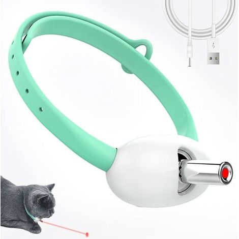 Ecleanfy - Collier pointeur laser pour chat - Jouet lumineux laser automatique portable pour chat, collier interactif rechargeable par USB (1/5)