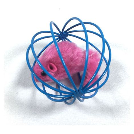 Jouet pour chat, boule de souris en peluche, souris en cage, amusant pour jouer et soulager l'ennui, boule à gratter pour chat (1/3)