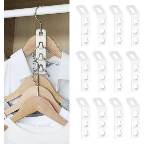 12 Pièces Crochets De Connexion Peu Encombrants pour Garde-Robe,Crochet Gain de Place Penderie Convient