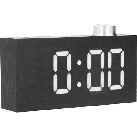 Horloge LED imitation bois avec bouton rotatif, réveil numérique électronique design avec fonction snooze, thermomètre pour maison, étudiant, bureau, intelligent, créatif, blanc (TS-T12, sans piles) (1/5)