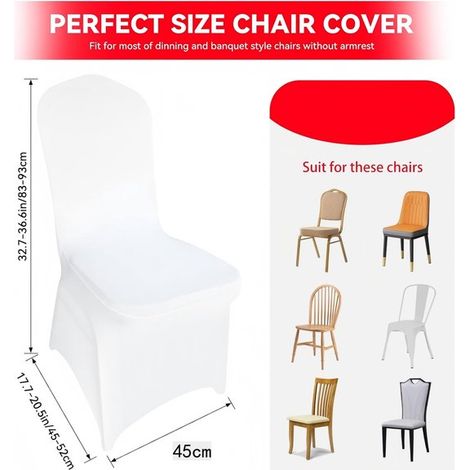Coprisedie, confezione da 4, 45 x 45 x 95 cm. Coprisedie elasticizzati per banchetti. Morbidi, facili da applicare, resistenti e di grande effetto estetico, perfetti per matrimoni. (1/5)