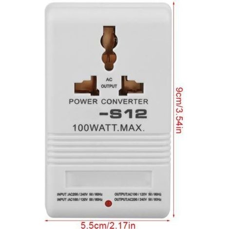 Transformateur de tension 100W 110V - 120V à 220V - 240V (fiche standard CN) HB057 (1/4)