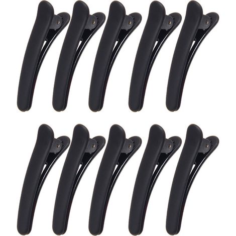 Set mit 12 schwarzen Haarspangen aus Kunststoff für Damen, schnabelförmige Haarspangen, glatter Halt und einfaches Stylen. (1/5)