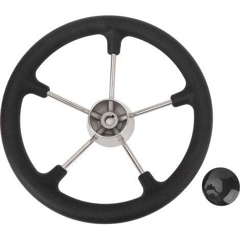 Ortviai Volant de barre 13,5 pouces en acier inoxydable 304 avec poignée en mousse PU et cache-centre (1/5)