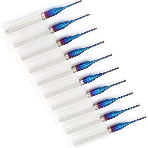 10 pièces fraise à bout conique carbure tungstène revêtue bleue pour graveur PCB 0.8 mm (1/5)