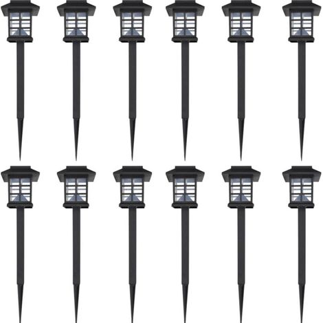 lampes solaires LED avec supports 8,6 x 8,6 x 38 cm Lot de 12 (1/4)