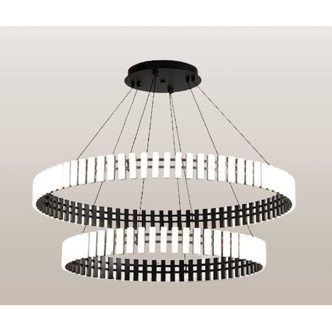 Klavia 80 Double – Moderne LED-Doppelringleuchte, Schwarz, 80 cm (1/4)