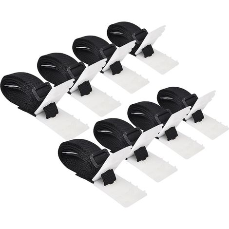 Lot de 8 bandes de fixation pour film de piscine avec pinces et boucles - Enrouleur de piscine - Dispositif d'enroulement mobile - Film solaire - Pour bâche de piscine - Pièces de rechange (1/5)