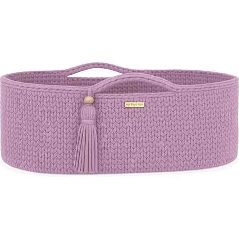 Moisés de algodón BOHO hecho a mano con colchón - lavanda
