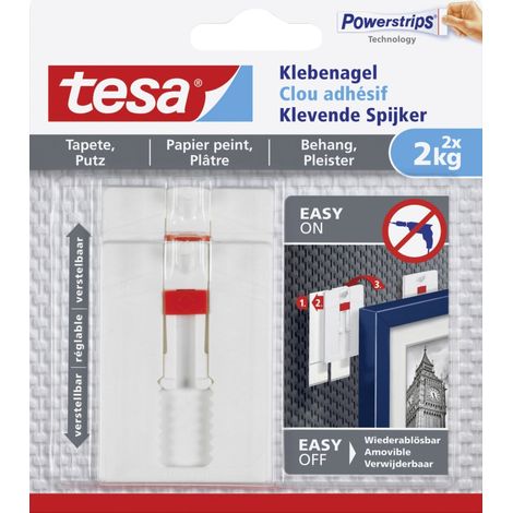 tesa Klebenagel Traglast 2 kg, 2 Stück Haken, Ösen & Nieten