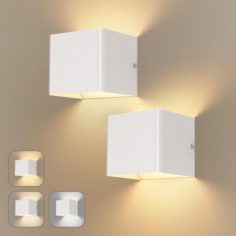 Applique Murale Sans Fil - Moderne Lampe LED Murale Interieur USB Rechargeable - Blanc Mat Lampe de Chevet avec 3000K 4000K 6000K 1.5w 150 Lumen - pour Interieur Lampe de Salon - 2 Packs (1/5)