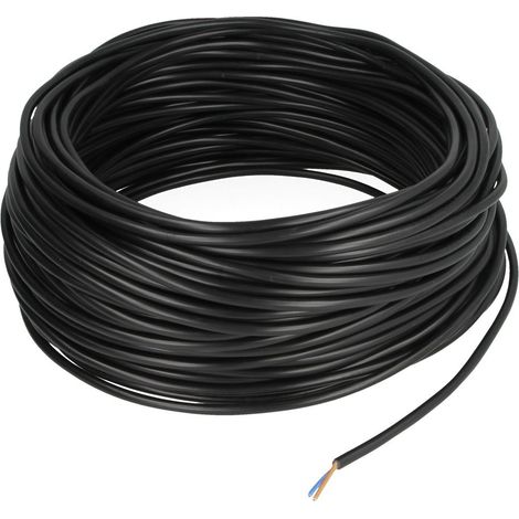 Câble souple en PVC H03VV-F 2x0,5, noir, 50 m