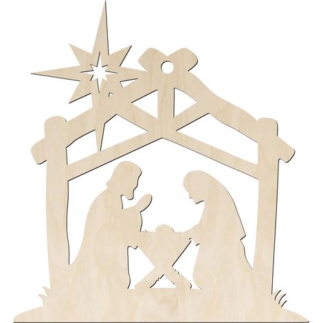 Colgante navideño de madera con forma de establo de 10 cm para decoupage y pintura. (1/4)