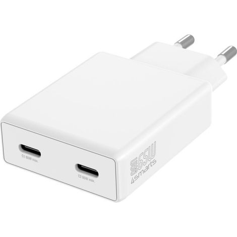4smarts PDPlug Slim Dual 65W GaN 2xUSB-C Wandladegerät Weiß (1/5)