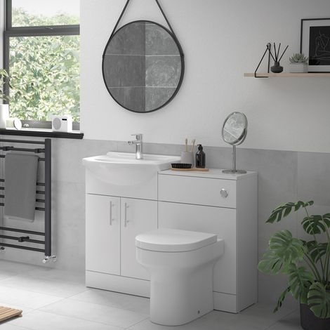 Signature Skyline Combination Furniture Pack with Semi-Recessed Basin and WC Unit - 1 Tap Hole (1/4)