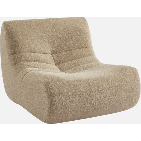 Poltrona senza braccioli in tessuto effetto alpaca