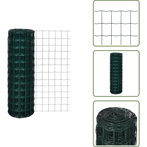 The Living Store Clôture euro Acier 25 x 1,2 m Vert - Clôture pour volailles (1/5)