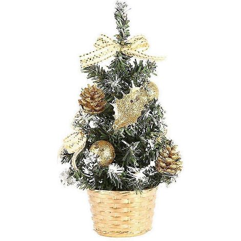 Mini sapin de Noël sans guirlande lumineuse LED, décoration de table artificielle, cadeau. Couleur : or, 20 cm. (1/4)