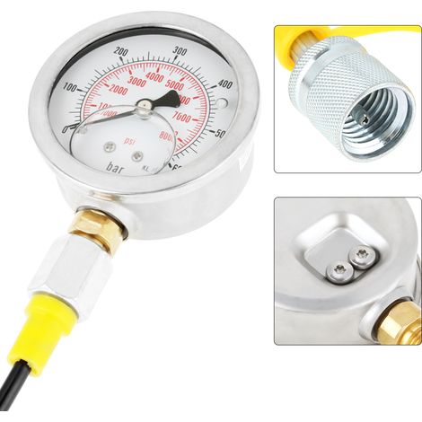 Tuyau hydraulique de 1,5 m, manomètre 0600 BAR/8500 PSI, raccord M162-BSP1/4 (1/5)