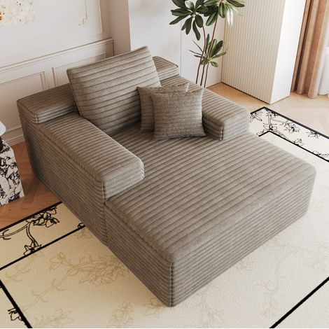Chaiselongue aus Corduroy, 175 x 159 x 83 cm, ohne Montage, Camel HAVRYA (1/5)