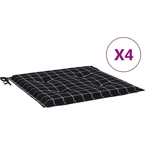 Maison Exclusive - Cuscini per Sedia 4 pz Motivo a Quadri Nero 50x50x3cm Tessuto (1/5)