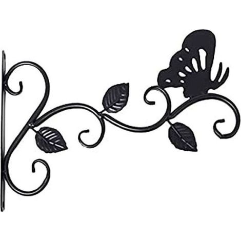 Set of 1 Hanging Plant Holder, Wall Mounted Metal Plant Hook, Rustproof and Sturdy Butterfly-Shaped Plant Accessory Hanger, Black (1/5)
