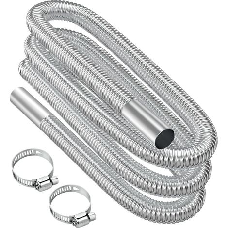 Auspuffrohr, 300 cm langes, tragbares, flexibles Edelstahl-Auspuffrohr mit 2 Edelstahlklemmen, Auto-Auspuffrohr (25 mm) für Dieselheizung