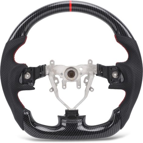 Volant Hydro Dip en Fiber de carbone, cuir perforé avec coutures rouges de remplacement pour Impreza WRX STI 2008 – 2014