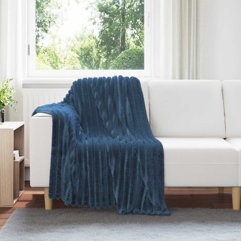 vidaXL Jeté Bleu marine 150 x 130 cm Toison