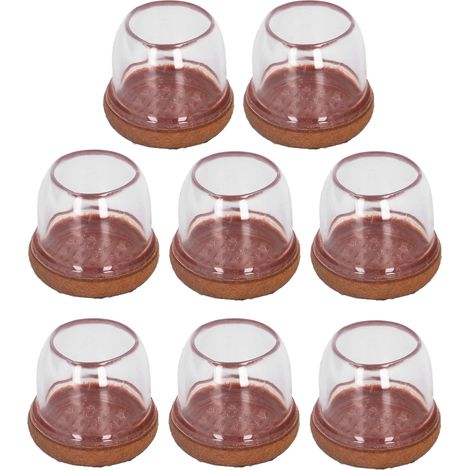Lot de 8 protège-pieds de chaise ronds transparents, grands, antidérapants et silencieux, housses épaisses pour pieds de meubles, patins résistants à l'usure pour tables et chaises, style 2022. (1/5)