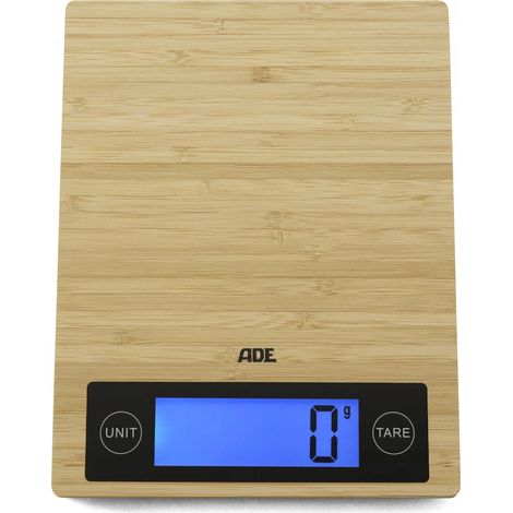 Báscula de cocina digital - ADE - RAMONA - Bambú - 23 x 18 x 2 cm - Incluye 2 pilas Cr2032