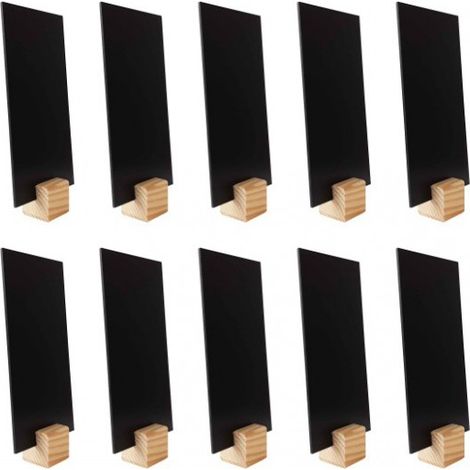 Socle cube en bois brut de dimensions 3,6x3,6x3,6 cm avec ardoise 20x10 cm inclinée - Lot de 10 (1/5)