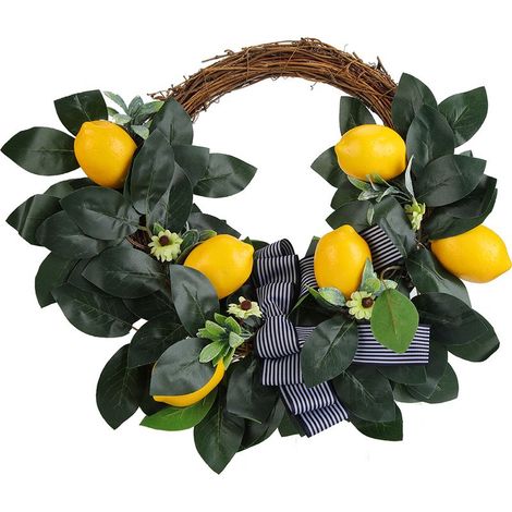 Couronne de fleurs artificielles de marguerite de citron, guirlande suspendue de porte pour décoration de scène de fête à thème (1/5)