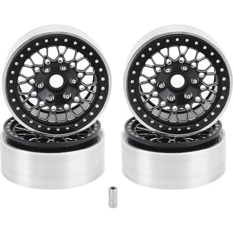 Stück 1,9-Zoll-Aluminiumfelgen für RC-Crawler-Fahrzeuge, kompatibel mit Axial SCX10 90046 1/10, Schwarz/Silber (1/5)