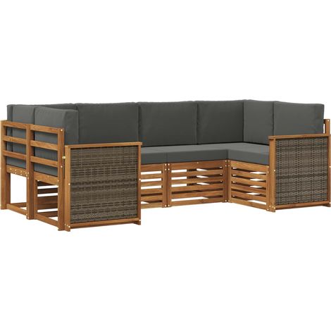 Set divano sezionale con cuscino 5 pcs Naturale e Antracite vidaXL