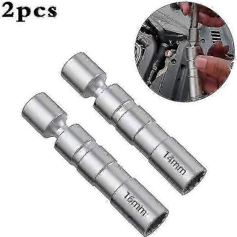 Clé à bougie (2 pièces) 14 mm/16 mm, outil d'extraction de bougie, douille pour bougie, tournevis magnétique 12 pans (1/5)