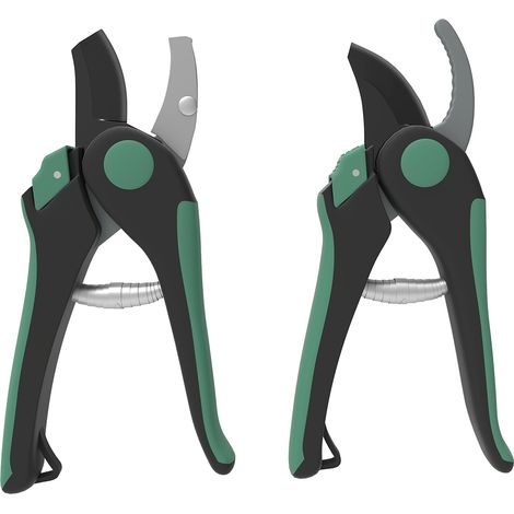 Gartenwerkzeug Set 2 Stück Garten Werkzeug aus Metall Gartengeräte mit Gartenschere Grün+Schwarz
