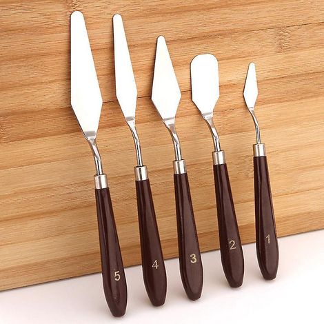 inoxydable Palette Couteaux 5 Pcs Kit Peinture  L'huile Palette Couteau Peinture Grattoir Peinture Art (1/4)