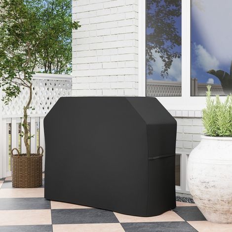 Copertura barbecue 147x61x120 cm in poliestere nera, antiacqua e anti-UV FloraGrace (1/5)