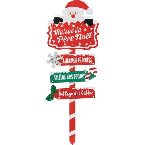 Déco de Noël Pancarte Père noël en Bois  H 110 cm - Feeric Christmas