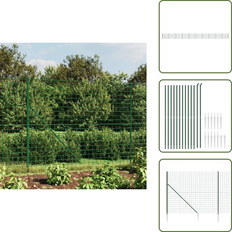 Clôture en treillis métallique et piquet d'ancrage vert 2,2x25m - Clôture Métal - Clôture Jardin - Clôture Rigide - Clôture Verte - Clôture Sécurité (1/5)