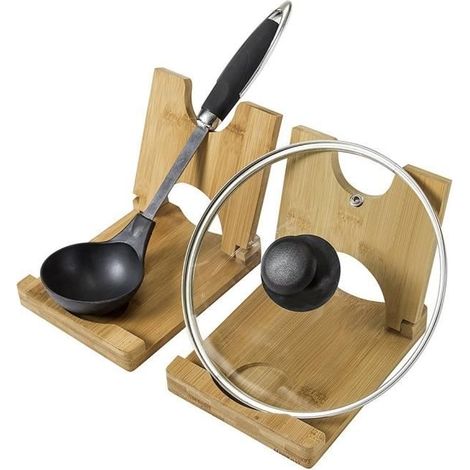 Löffelablage aus Bambus, Deckelhalter, Küchenutensil (1/4)