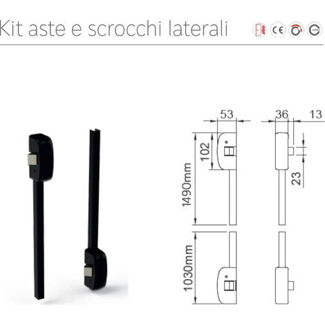 KIT ASTE E SCROCCHI ANTIPANIC CHIUSURA LATERALE art. 455T FINITURA NERO RAL 9005